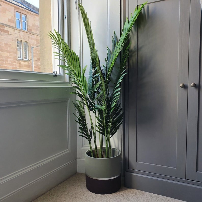 MELROSE 25cm Concrete Indoor Plant Pot | Extra Large Planter | Purple ...
