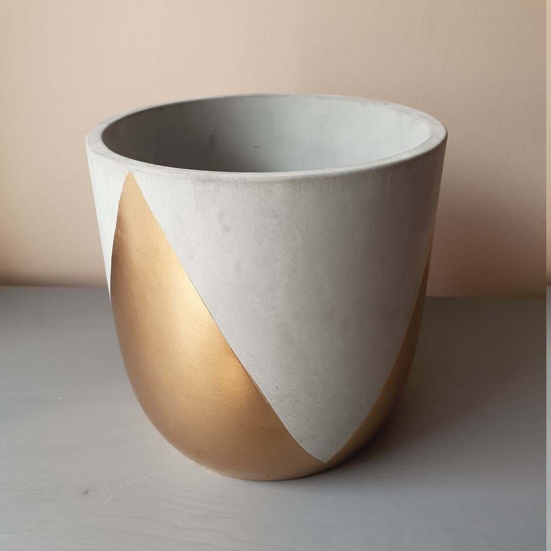 TALLA 20cm Concrete Indoor Plant Pot | Large Planter | 8in | Grey and ...
