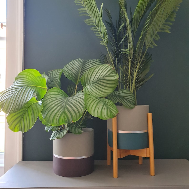 MELROSE 25cm Concrete Indoor Plant Pot | Extra Large Planter | Purple ...