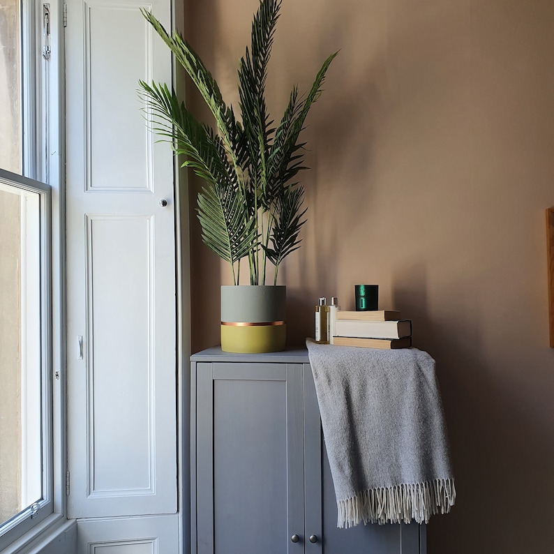 MELROSE 25cm Concrete Indoor Plant Pot | Extra Large Planter | Yellow ...