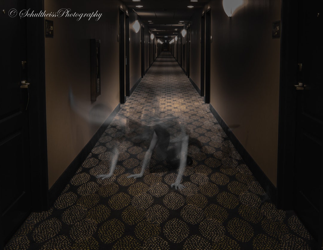 Haunted Horror Hotel Hallway Ghost Spirit in Distress Creepy