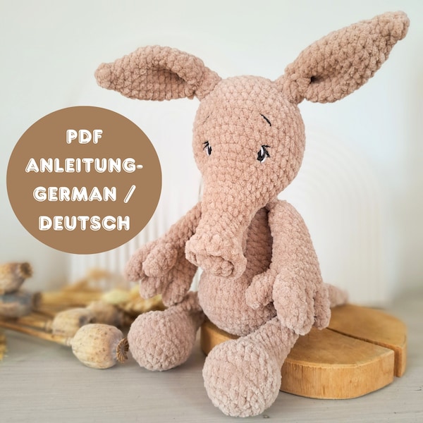 Amigurumi Häkelanleitung Erdferkel Harvey Jr. / Häkeln für Anfänger / PDF Anleitung Lisbeths Häkelbande/ deutsch