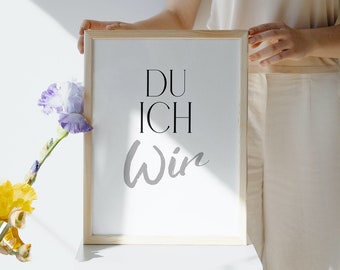 Poster zum Valentinstag mit Rahmen aus Massivholz in Echtglas | Bild für Paare | Geschenk für Ihn oder Sie Poster Download / Hochzeitstag