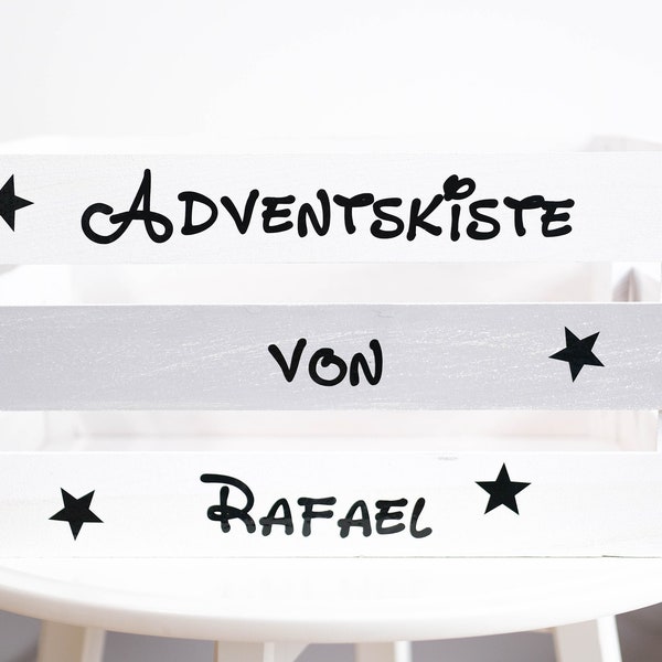 Aufkleber für Adventskiste personalisiert mit Namen, Adventsaufkleber Set personalisiert , Kiste für Weihnachten mit Namen personalisiert