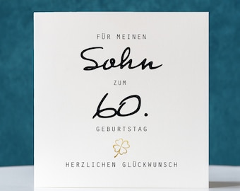 Geburtstagskarte Zum 60. Für Sohn – Motiv „Sonne & Wein“ (A5, 148x210 Mm) Mit Umschlag, Aus Nachhaltigem Karton