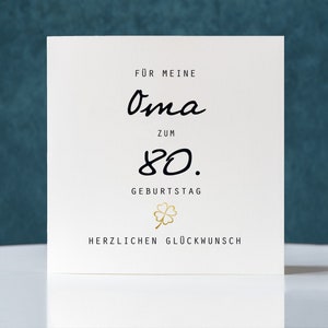 Geburtstagskarte, Klappkarte quadratisch, Oma zum 80. Geburtstag, Faltkarte 15,5x15,5cm, mit Umschlag