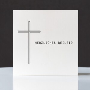Trauerkarte, Beileidskarte "Herzliches Beileid", Motiv "Kreuz 1", Klappkarte quadratisch, 15,5x15,5cm,mit Umschlag, Karte personalisierbar