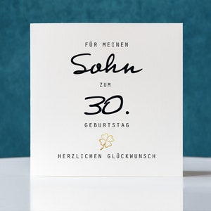 Geburtstagskarte Sohn zum 30.Geburtstag , Klappkarte quadratisch, zum 30. Geburtstag, personalisiert, mit Umschlag, auch für Tochter etc.