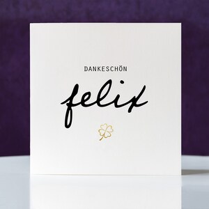 Dankeskarte personalisiert "DANKESCHÖN" mit Namen, Klappkarte quadratisch, 15,5x15,5cm, mit Umschlag, dankbar, Abschiedsgeschenk