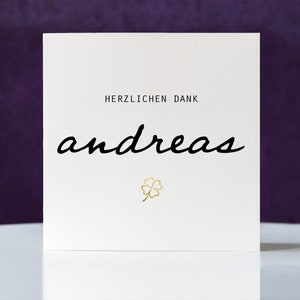 Dankeskarte personalisierbar, "HERZLICHEN DANK" mit Namen, Klappkarte quadratisch, 15,5x15,5cm, mit Umschlag, dankbar, Abschiedsgeschenk