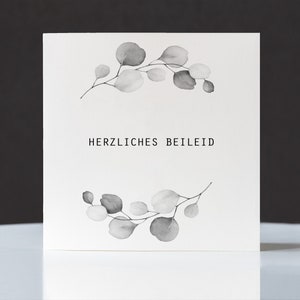Trauerkarte,Beileidskarte "Herzliches Beileid",Motiv "Blumenkranz", Klappkarte quadratisch, 15,5x15,5cm,mit Umschlag, Karte personalisierbar