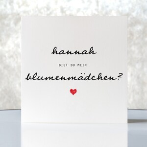 Karte "Bist du mein Blumenmädchen?" MIT NAMEN, Hochzeit, Klappkarte quadratisch, Faltkarte 15,5cmx15,5cm, schönster Tag, mit Umschlag
