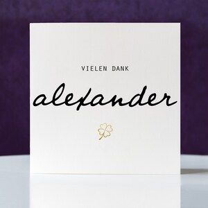 Dankeskarte personalisierbar, "VIELEN DANK" mit Namen, Klappkarte quadratisch, 15,5x15,5cm, mit Umschlag, dankbar, Abschiedsgeschenk