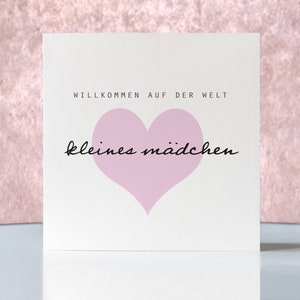 Karte zur Geburt, "Willkommen auf der Welt kleines Mädchen", Klappkarte quadratisch, Faltkarte 15,5cmx15,5cm,mit Umschlag, personalisierbar