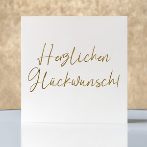 Geburtstagskarte mit Gold "Herzlichen Glückwunsch" Goldaufkleber, personalisiert, Klappkarte quadratisch, Faltkarte 15,5x15,5cm mit Umschlag