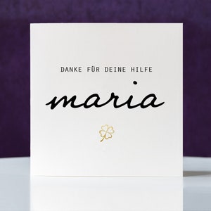 Dankeskarte personalisiert "DANKE für deine Hilfe" mit Namen, Klappkarte quadratisch, 15,5x15,5cm, mit Umschlag, dankbar, Abschiedsgeschenk