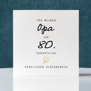 Geburtstagskarte, Klappkarte quadratisch, Opa zum 80. Geburtstag, Faltkarte 15,5x15,5cm