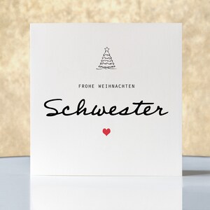 Weihnachtskarte, Weihnachtskarte personalisiert, "Frohe Weihnachten Schwester", Grußkarte Weihnachten, Klappkarte mit Umschlag