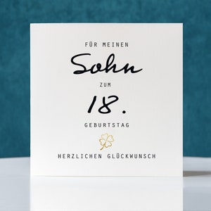 Geburtstagskarte Sohn zum 18.Geburtstag , Klappkarte personalisiert, mit Umschlag, auch für Tochter, Schwiegertochter, Schwiegersohn