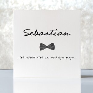 Karte "Ich möchte dich was wichtiges fragen " MIT NAMEN, Hochzeit, Taufe, Klappkarte quadratisch, Faltkarte 15,5cmx15,5cm, mit Umschlag
