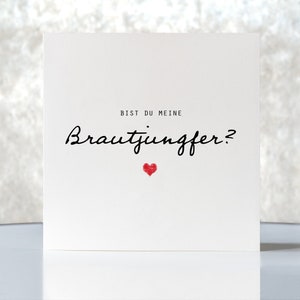 Karte "Bist du meine Brautjungfer?", Hochzeit, Klappkarte quadratisch, Faltkarte 15,5cmx15,5cm, schönster Tag, mit Umschlag, personalisierba