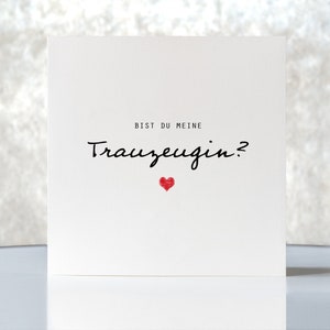 Karte "Bist du meine Trauzeugin?", Hochzeit, Klappkarte quadratisch, Faltkarte 15,5cmx15,5cm, schönster Tag, mit Umschlag, personalisierbar