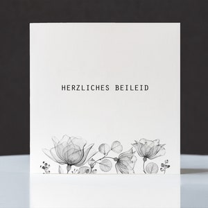 Mourning card, condolence card "Heartfelt condolences", motif "Flower 2", folding card square, 15.5 x 15.5 cm, with envelope, card customizable