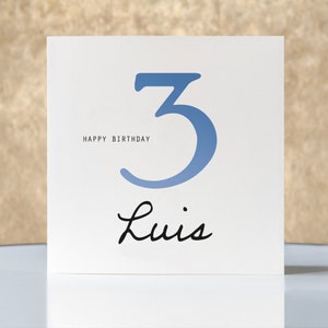 Geburtstagskarte Kinder, für Jungen, Blau, Klappkarte quadratisch, Faltkarte 15,5cmx15,5cm,mit Umschlag, Geschenk personalisierbar