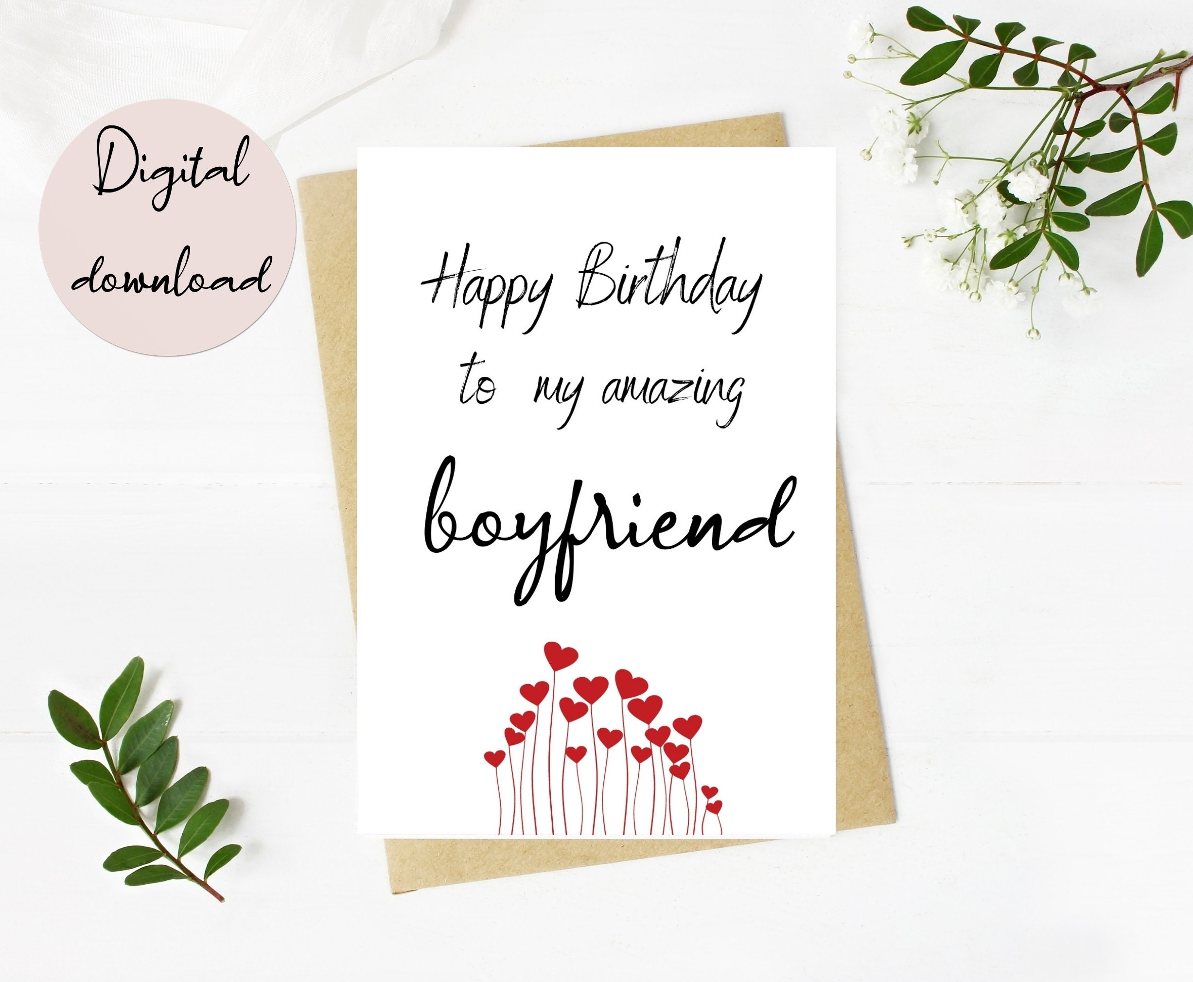 Birthday Card boyfriend printable / Digital Download / Happy | Etsy
