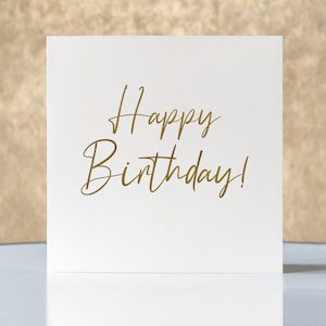 Geburtstagskarte mit Gold "Happy Birthday" Goldaufkleber, personalisiert, Klappkarte quadratisch, Faltkarte 15,5x15,5cm mit Umschlag