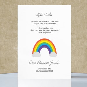 Patenbrief Regenbogen, personalisiert A4, Geschenk zur Taufe, Patentante, Patenonkel, Taufgeschenk, Taufurkunde, Set mit Taufkarte, Taufe