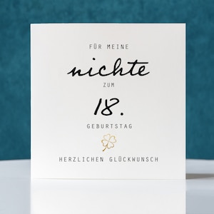 Geburtstagskarte, Klappkarte quadratisch, Nichte zum 18. Geburtstag, Faltkarte 15,5x15,5cm