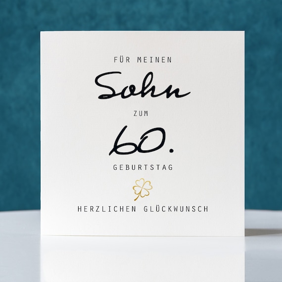 Geburtstagskarte Zum 60. Für Sohn – Motiv „Sonne & Wein“ (A5, 148x210 Mm) Mit Umschlag, Aus Nachhaltigem Karton
