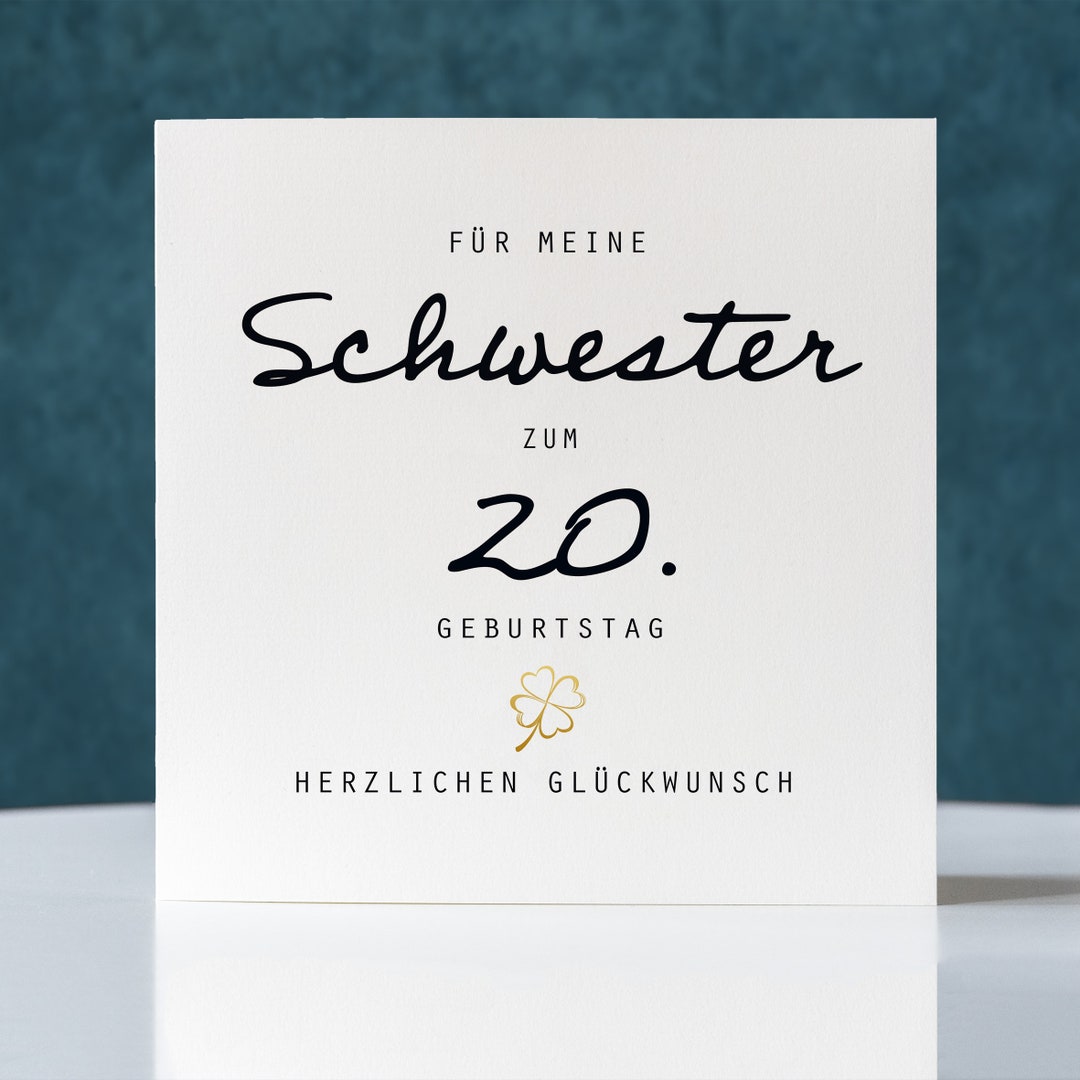 Geburtstagskarte Schwester zum 20. Geburtstag personalisiert