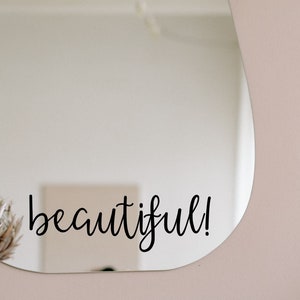 Aufkleber Spiegel Spruch "Beautiful", Personalisierter Spiegel Sticker, Badezimmer Aufkleber, Deko für Badezimmer, Deko Eingangsbereich