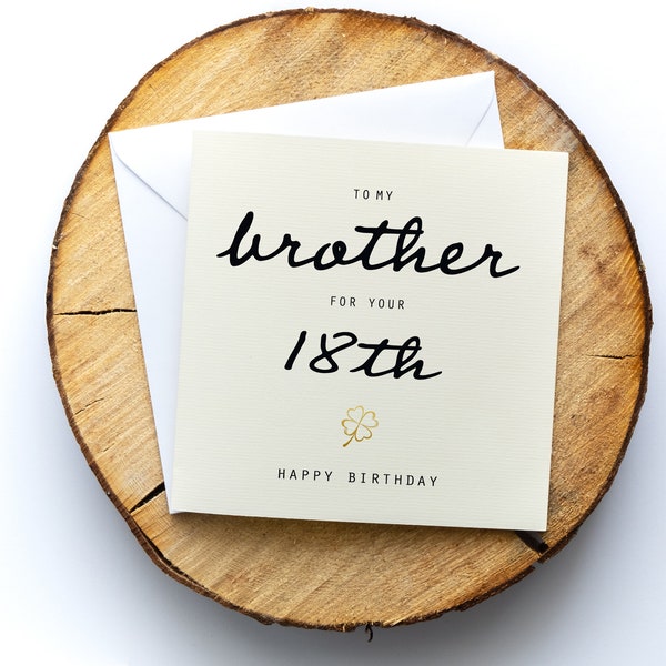 Geburtstagskarte Bruder zum 18,  Birthday Card Brother 18th, 15.5x15.5cm, Klappkarte quadratisch, personalisiert, mit Umschlag, als Geschenk