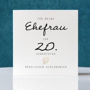 Geburtstagskarte, Klappkarte quadratisch, Ehefrau zum 20. Geburtstag