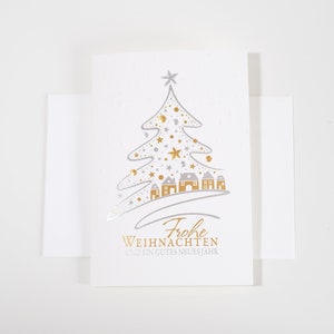 Karte Weihnachten Tannenbaum Gold personalisiert - Karte Frohe Weinachten personalisiert - Weihnachtsmann - Karte Weihnachten handgemacht