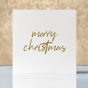 Weihnachtskarte, Weihnachtskarte mit Gold "merry christmas" Goldaufkleber, personalisiert, Klappkarte quadratisch, mit Umschlag