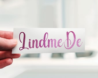 Vinyl Sticker Glitter Pink, Sticker personalized, Name lettering individual, Name labeling, Lettering, Company sticker,