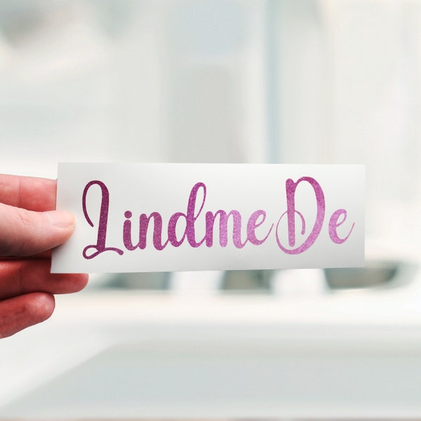 Vinyl Sticker Glitzer Rosa, Aufkleber personalisiert, Name Schriftzug individuell, Namensbeschriftung, Schriftzug, Firmenaufkleber,