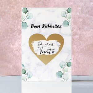 Schwangerschaft verkünden, Rubbelkarte "Du wirst Tante" mit Herz zum Freirubbeln, A6, inklusive Kuvert, Glückslos, Babyparty