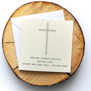 Trauerkarte, Beileidskarte "Gewinnt man einen Engel", Motiv "Kreuz 1", Klappkarte quadratisch, 15,5x15,5cm,mit Umschlag, personalisierbar