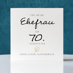 Geburtstagskarte, Klappkarte quadratisch, Ehefrau zum 70. Geburtstag