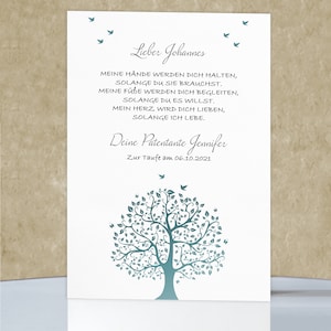 Sponsorship letter Tree of Life Turquoise personalized A4, gift for baptism, godmother, godfather, baptism letter, baptism gift, baptism gift, set with baptismal card