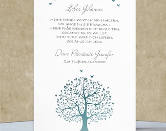 Sponsorship letter Tree of Life Turquoise personalized A4, gift for baptism, godmother, godfather, baptism letter, baptism gift, baptism gift, set with baptismal card