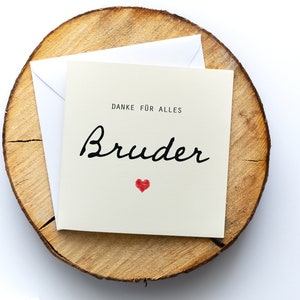 Dankeskarte Bruder personalisierbar, "DANKE FÜR ALLES", Klappkarte quadratisch, 15,5x15,5cm, mit Umschlag, dankbar sein, Abschiedsgeschenk