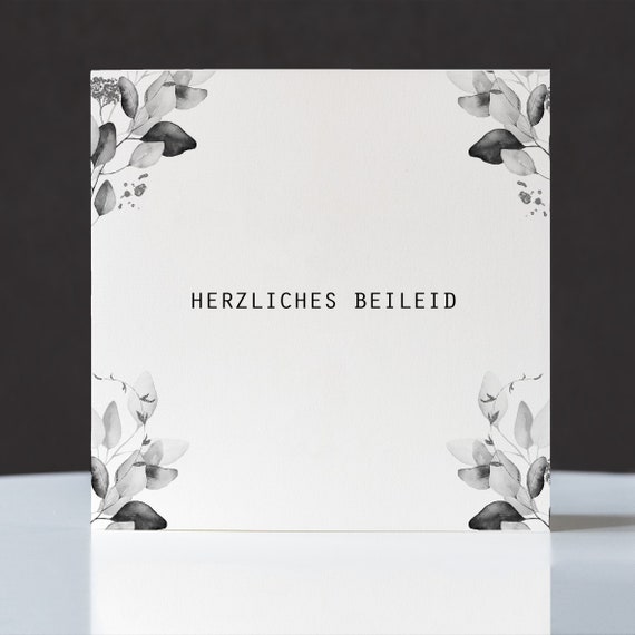 Carte de deuil, carte de condoléances, motif bord de fleurs, carte pliante  carrée, 15,5 x 15,5 cm,avec enveloppe, carte personnalisable -  France