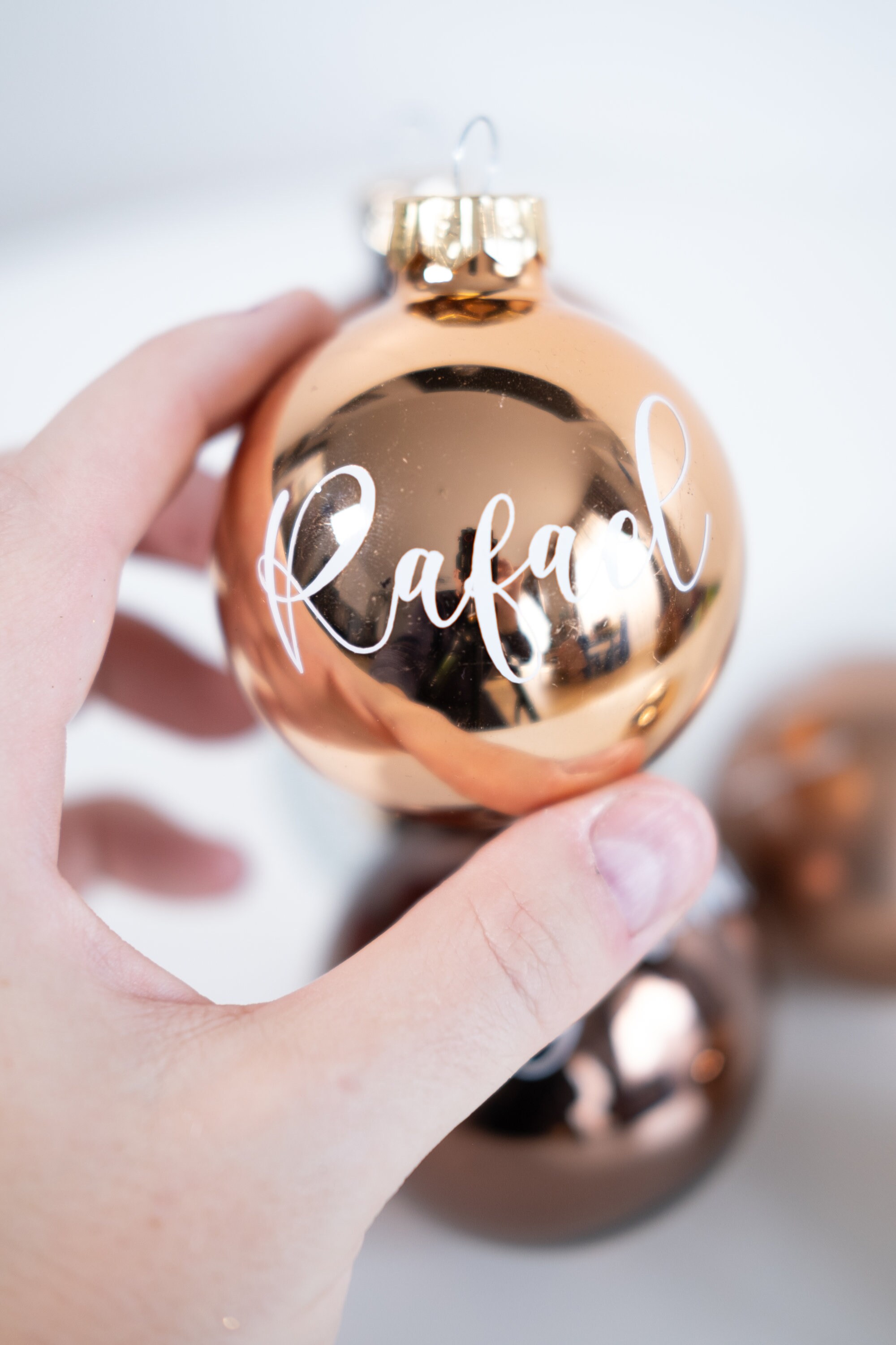 Personalised Vinyl Name Stickers For Christmas Baubles – 8cm Custom Decals