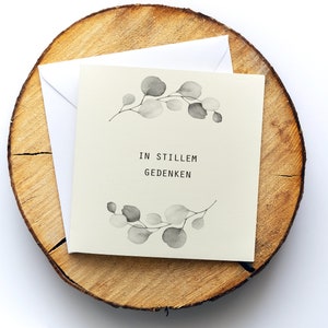 Trauerkarte, Beileidskarte "In stillem Gedenken", Motiv "Blumenkranz", Klappkarte quadratisch, 15,5x15,5cm,mit Umschlag, personalisierbar